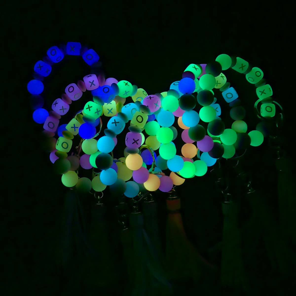 Glow-in-the-Dark Wristband with Tassel Keychain
