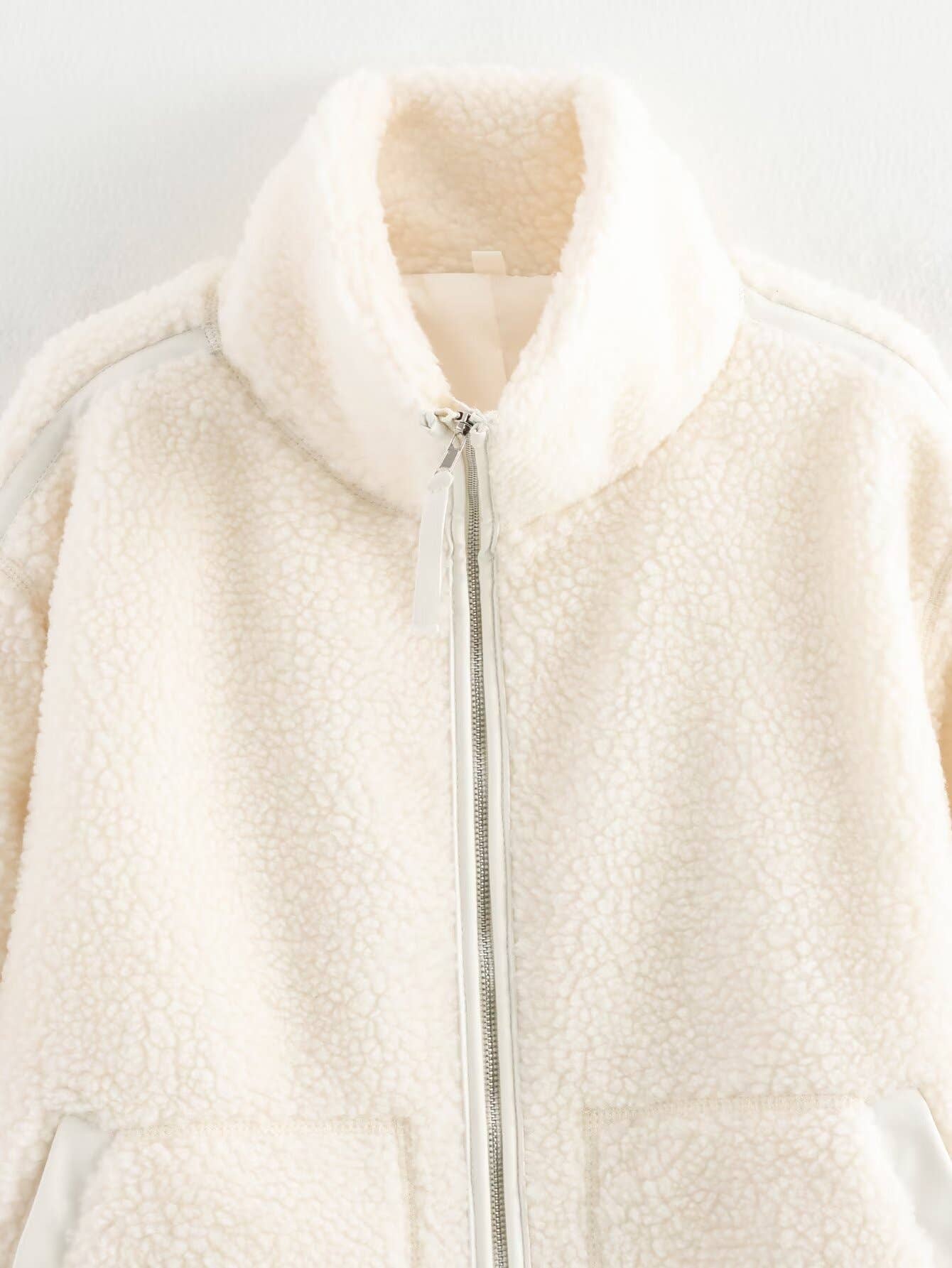 FASHION CASUAL LOOSE LAMB WOOL DOUBLE ZIPPER COAT