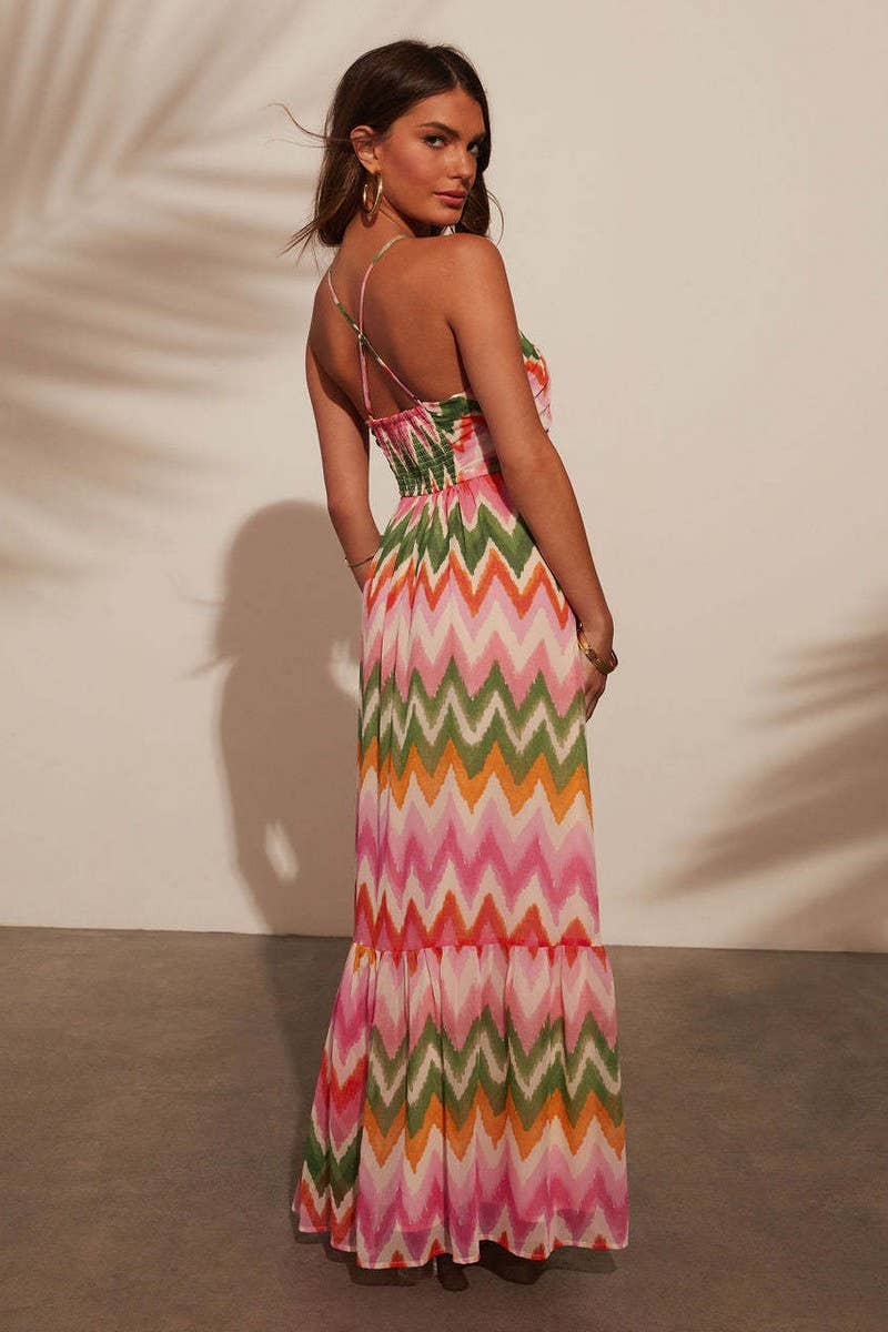 CWDHL0933_SEXY COLORBLOCK SPAGHETTI STRAP FLOWY DRESS