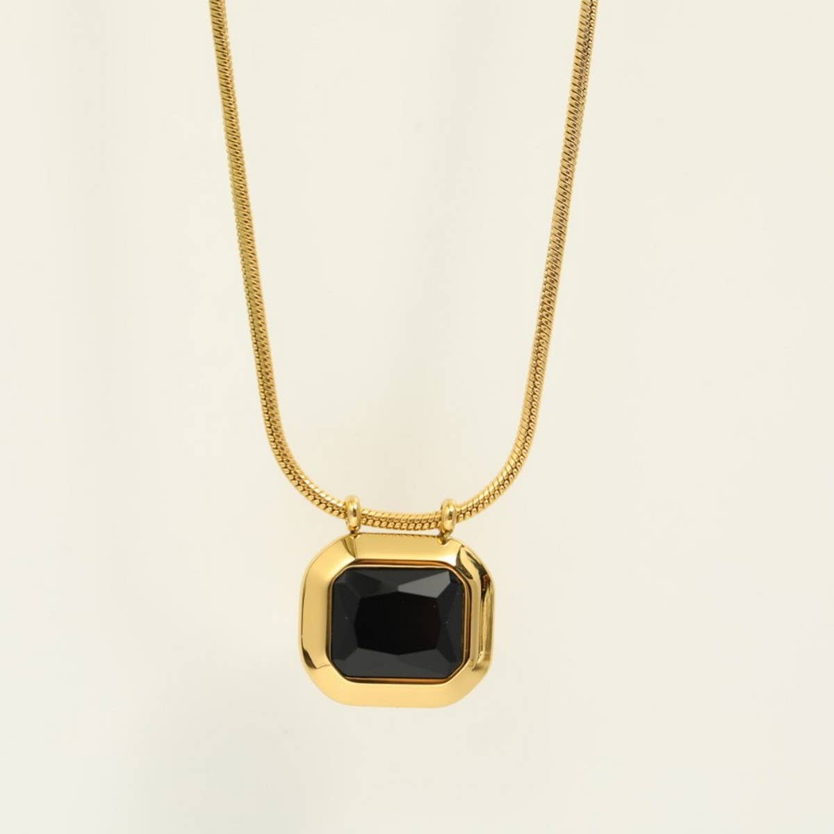 Stainless Steel Black Sugar Cube Necklace_CWMM5656