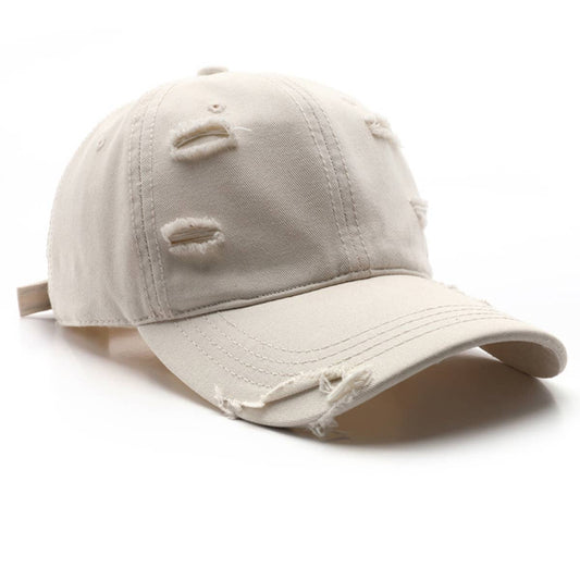 Vintage Washed Distressed Hole Baseball Cap_CWAH0908