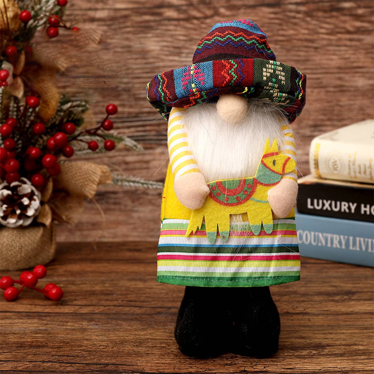 CWMM9486_CARNIVAL DECORATIONS WIDE-BRIMMED HAT MUSIC DOLL