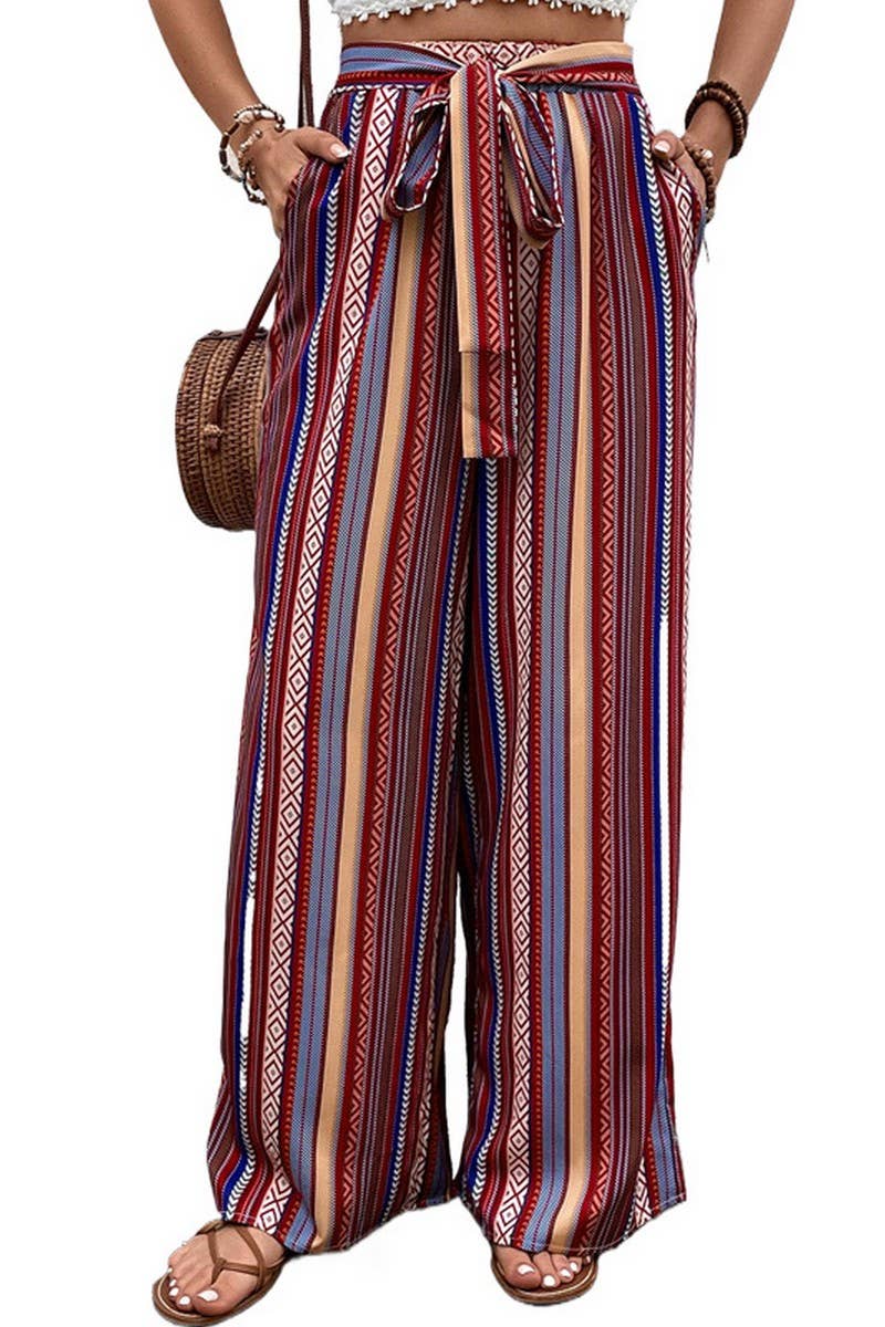 CWBLP0763_PRINTED ELASTIC WAIST WIDE-LEG TROUSERS