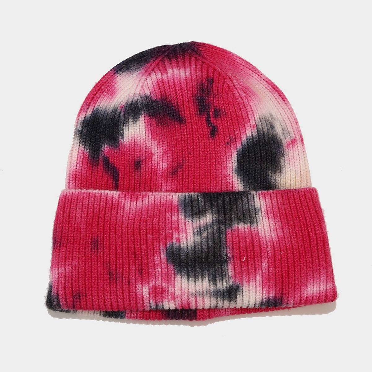 OUTDOOR WARM CURLED EDGE TIE-DYE KNITTED HAT_CWAH1593