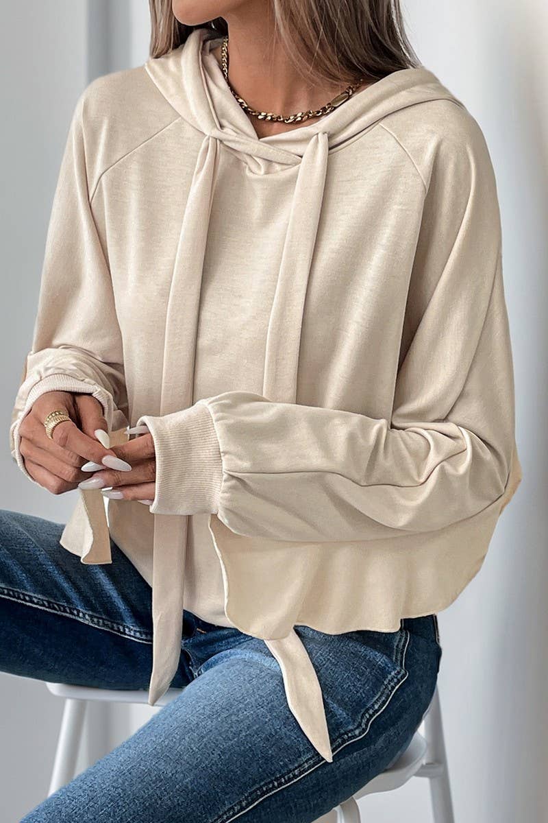 CWOHOL1100_SPRING AND AUTUMN DRAWSTRING HOODED SWEATSHIRT