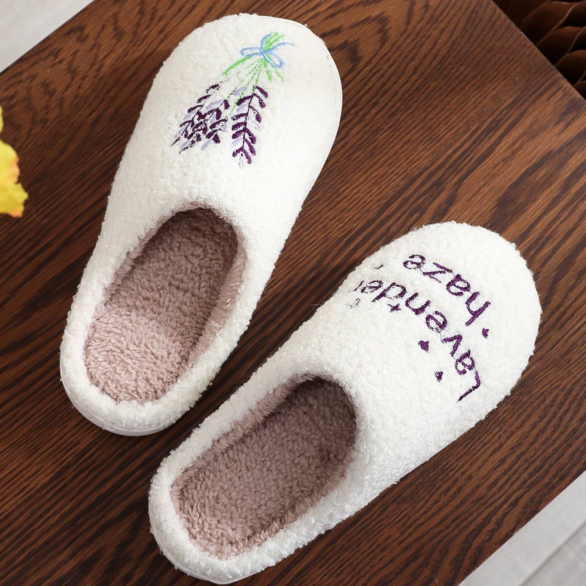 LAVENDER PATTERN WARM COTTON SLIPPERS