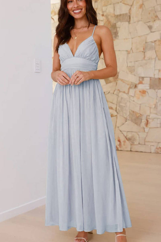 CWDMD5667_BACK TIE WAIST SLIM CHIFFON SLIP MAXI DRESS