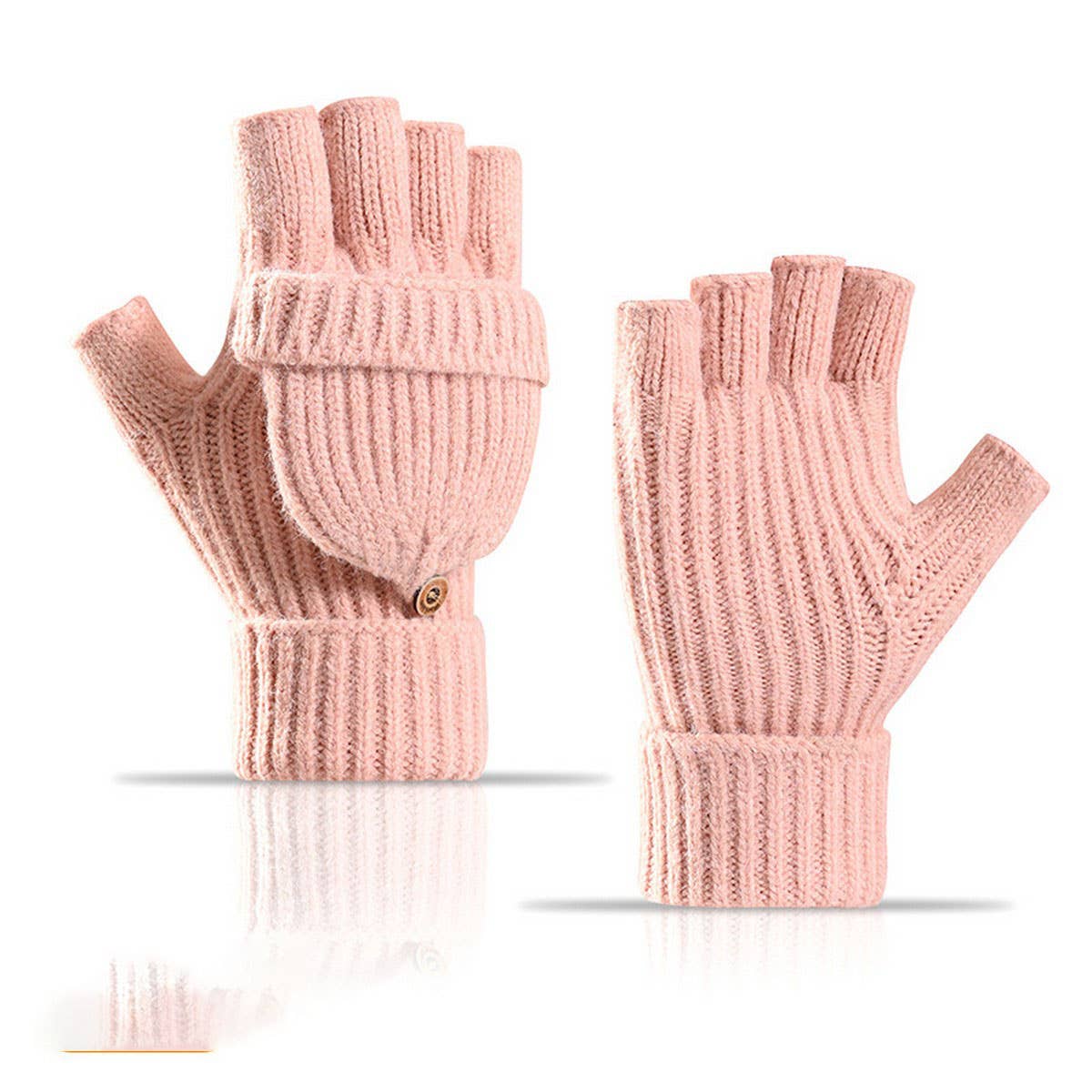 CWAG00588_UNISEX WINTER KNIT FLIP TOP FINGERLESS GLOVES