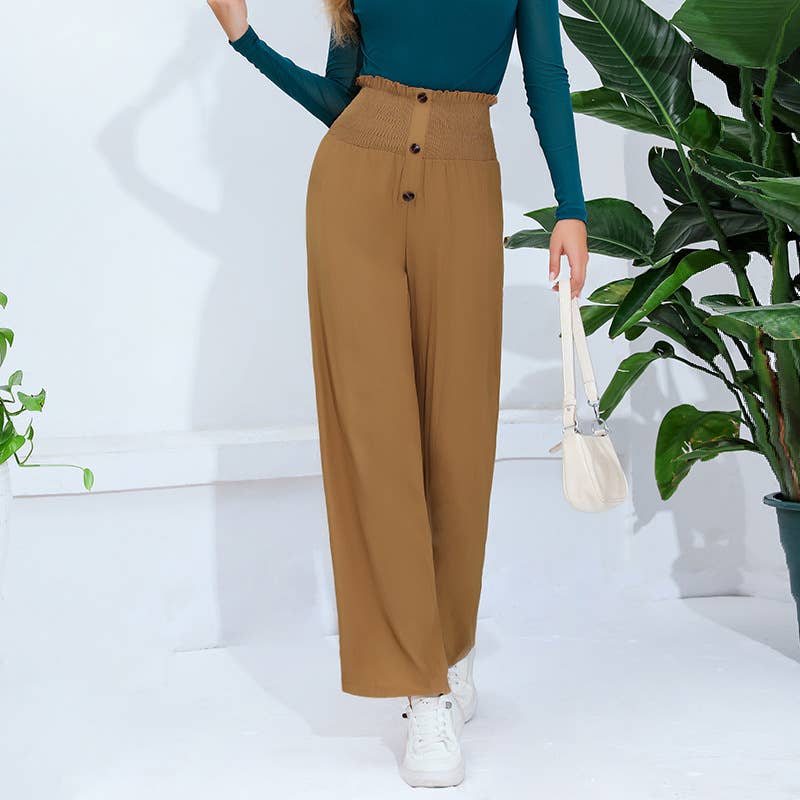 HIGH WAIST SINGLE BREASTED STRAIGHT LEG PANTS