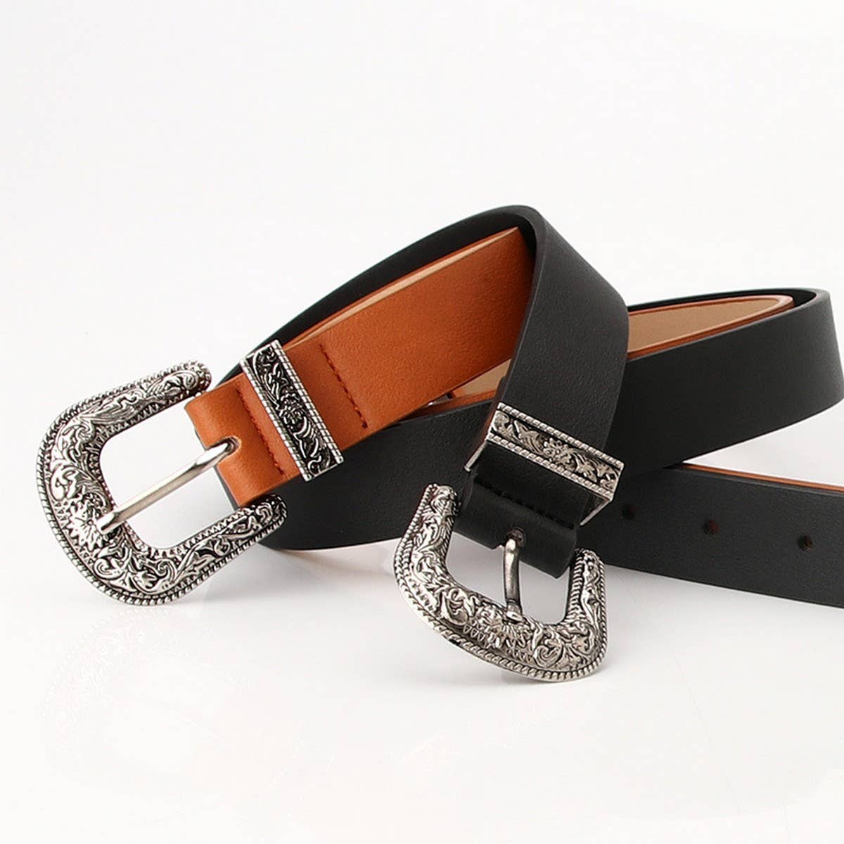 CLASSIC VINTAGE BUCKLE BELT WITH EMBOSSED_CWABE0388