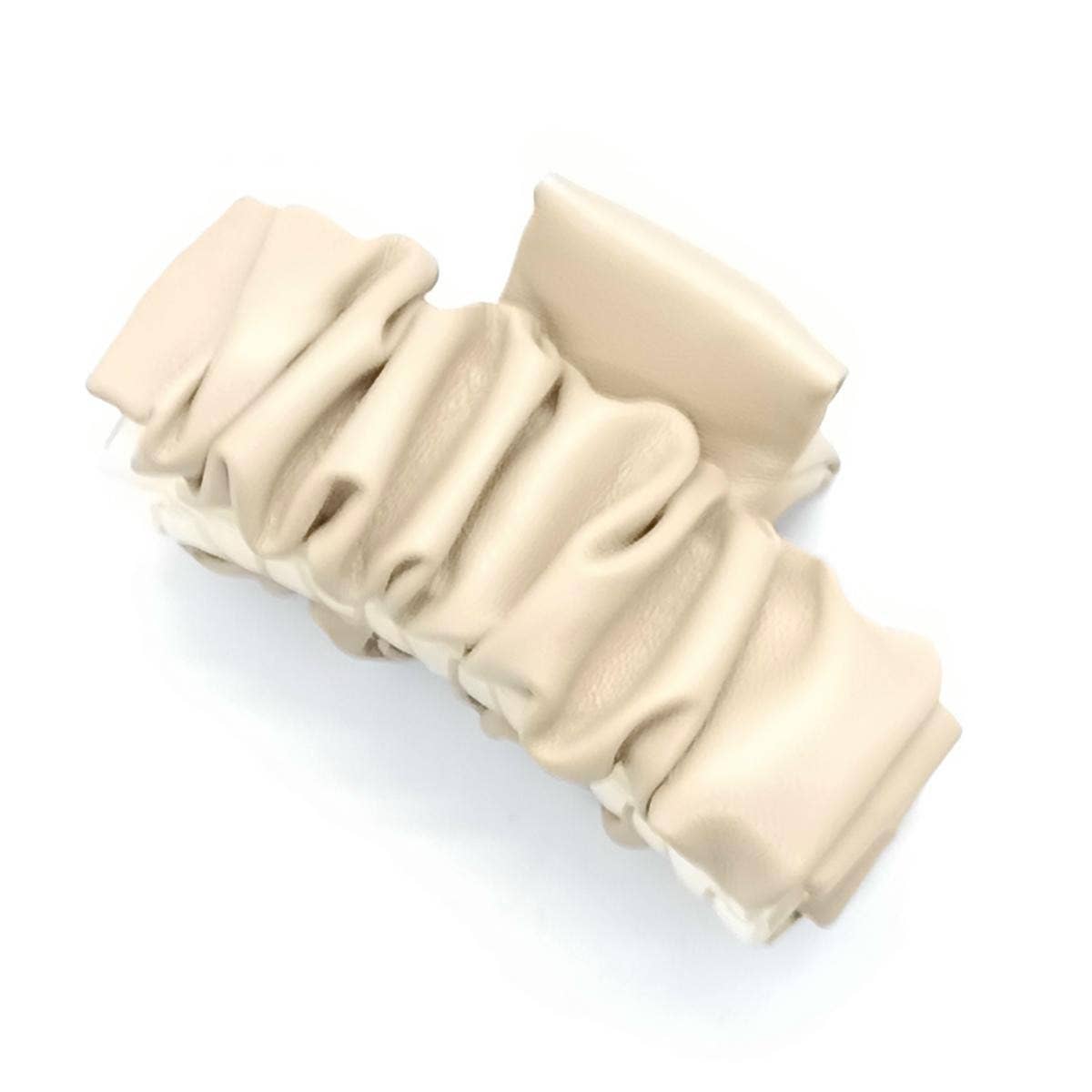Solid Color Ruched Wave PU Leather Hair Clip_CWAHA6374