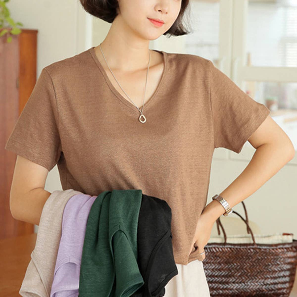 SIMPLE COTTON LINEN LOOSE BASE SHIRT