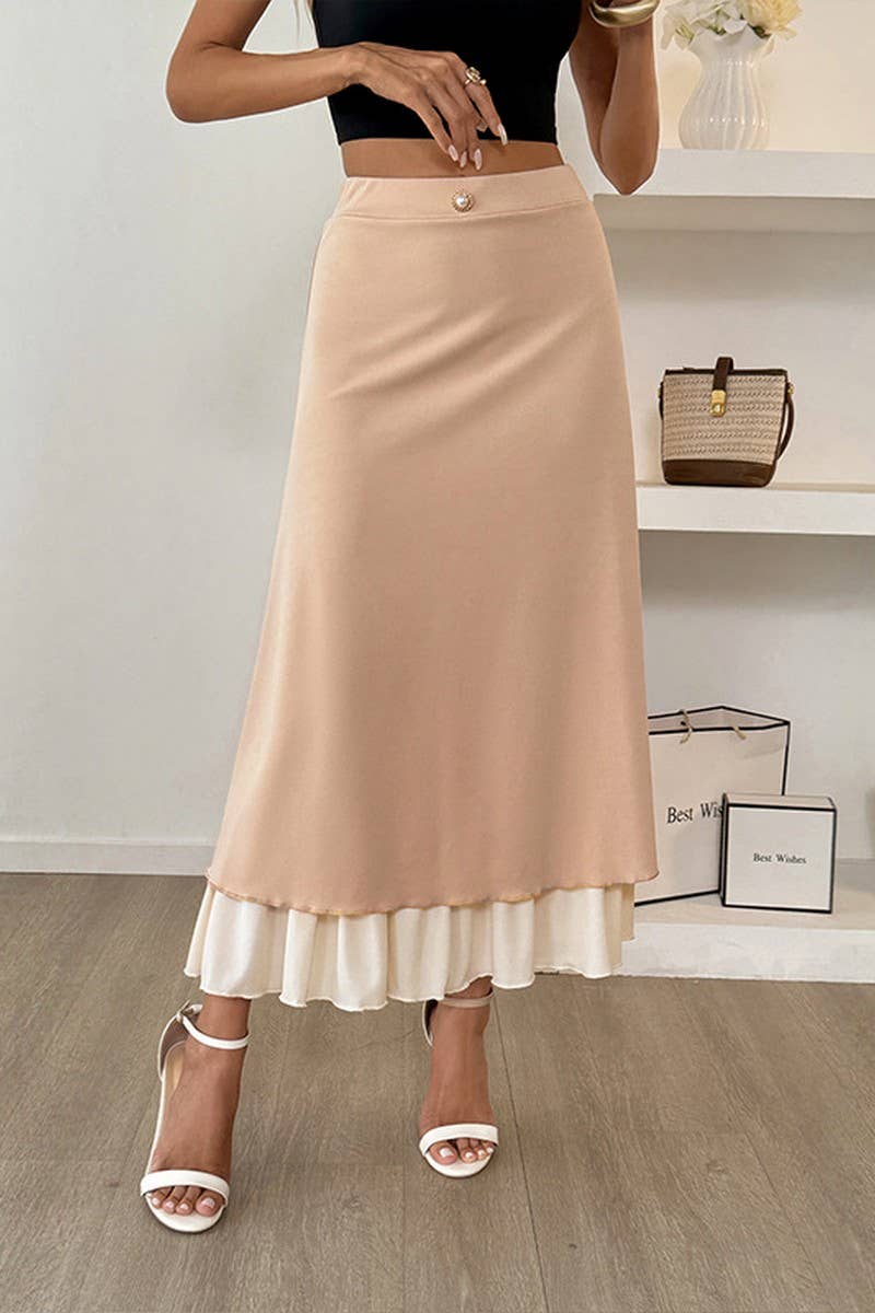 CWBMS0462_BUTTON DETAIL TIERED CASUAL VACATION SKIRT