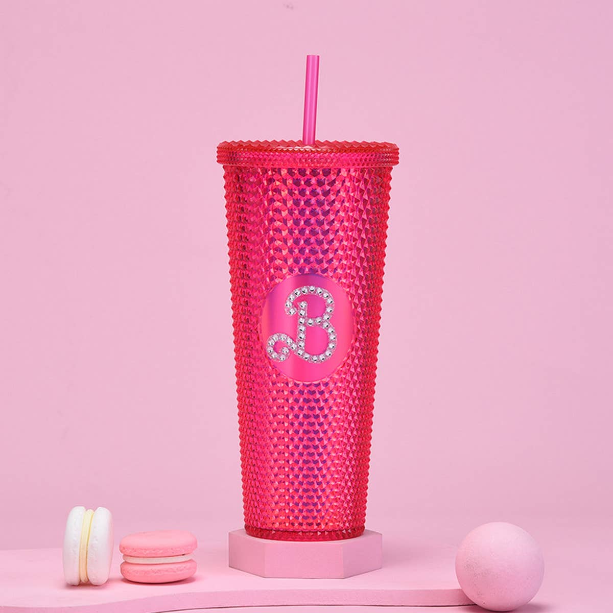 DOUBLE LAYER PORTABLE PLASTIC STRAW DIAMOND CUP