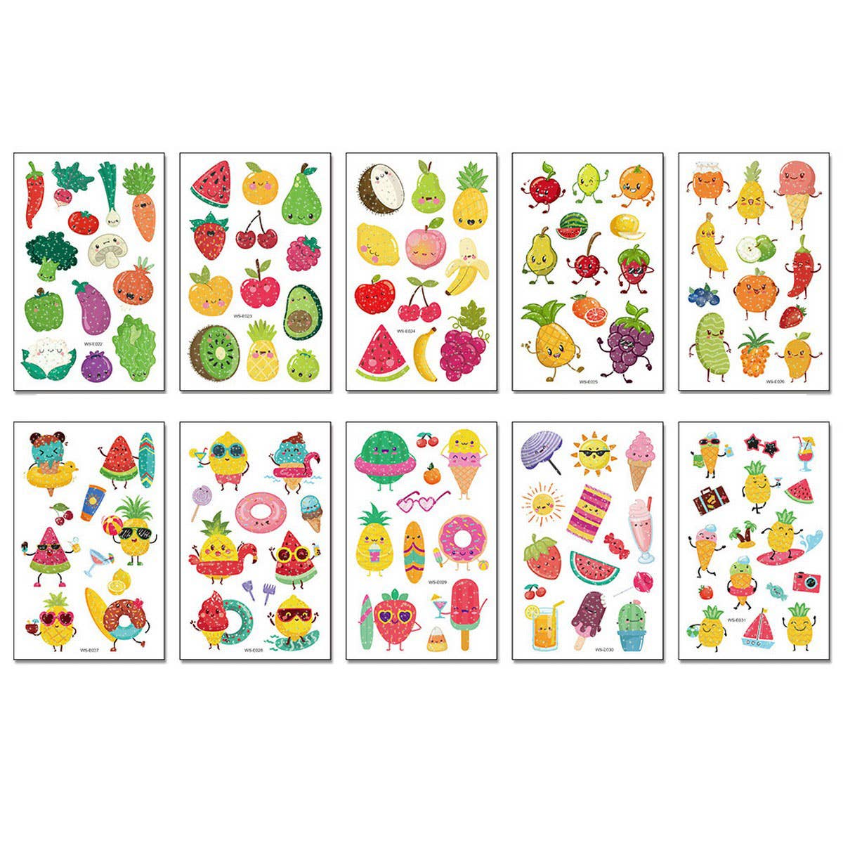 Waterproof Kids Sparkle Fruit & Veggie Tattoos