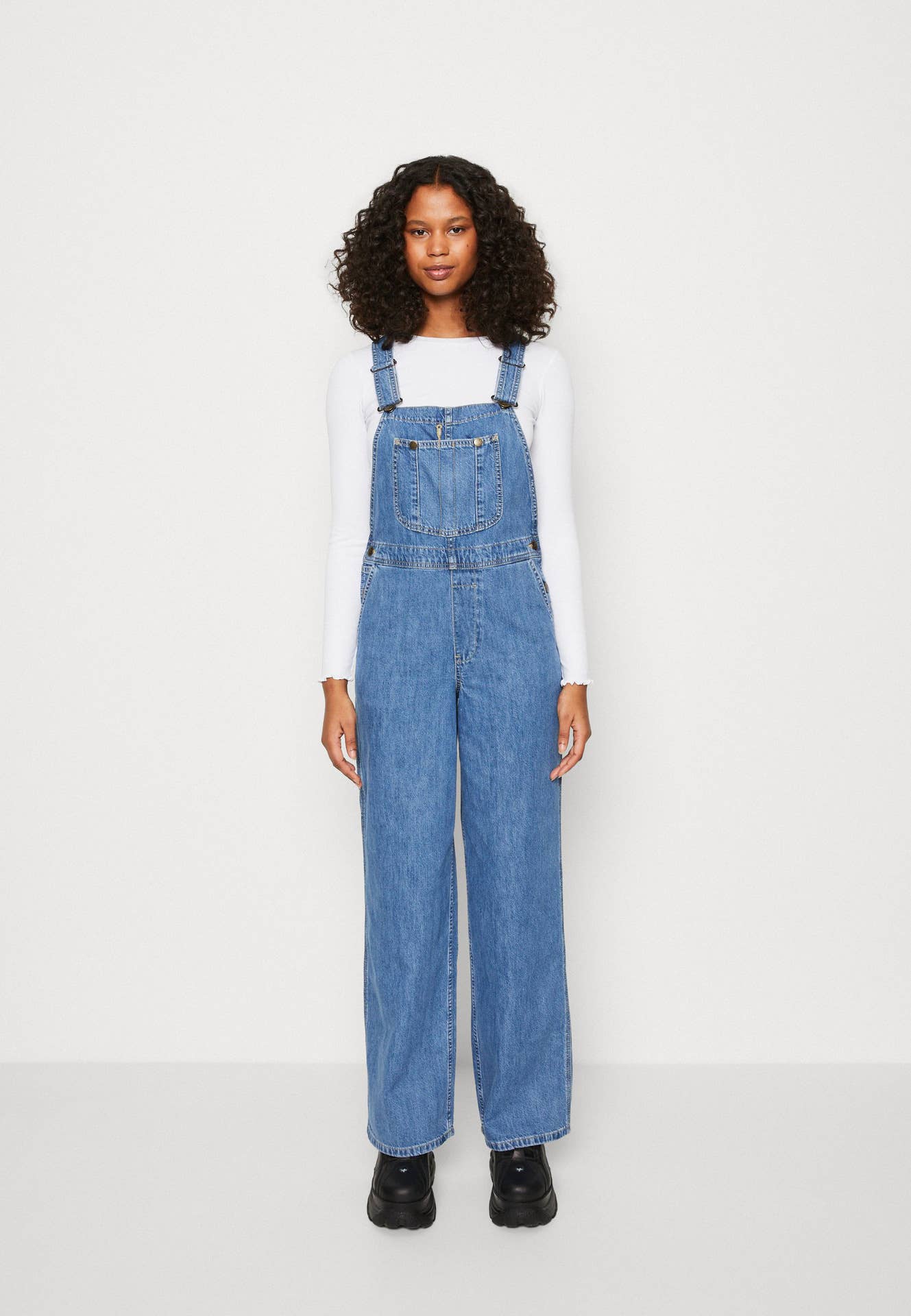FASHION LOOSE SOLID COLOR DENIM OVERALLS WOMEN