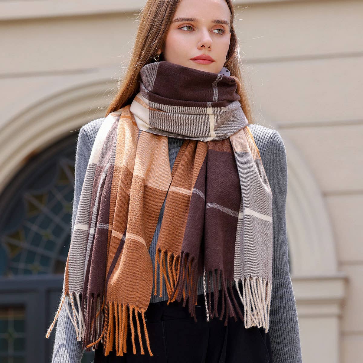 Dopamine color matching cashmere scarf - warm