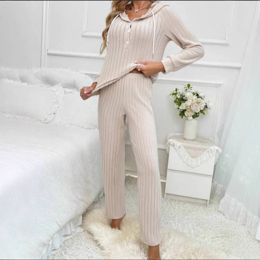 PIT WOOLEN HOODED TOP FASHION TROUSERS HOME SUIT