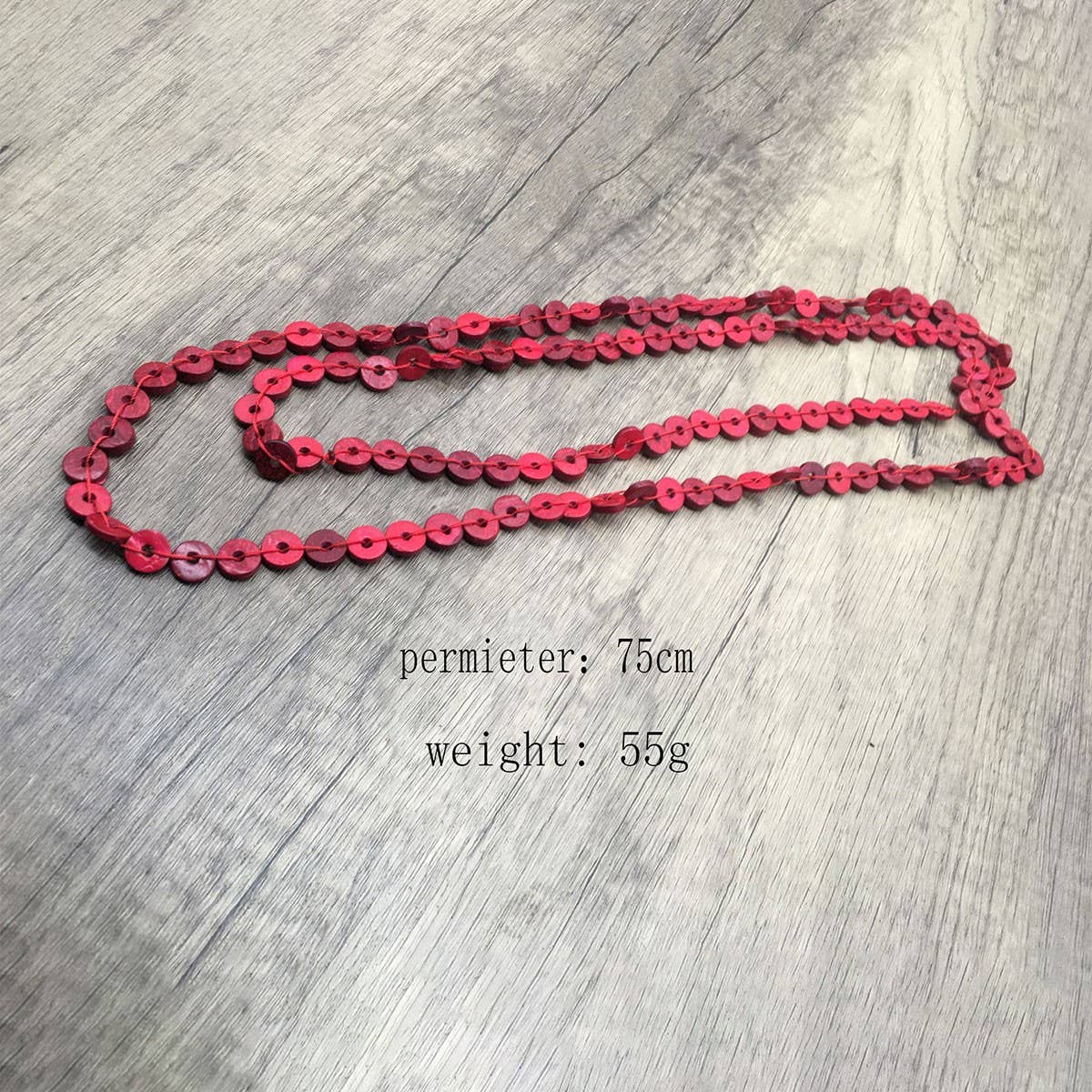 COCONUT SHELL RED MULTI-LAYER BEAD VINTAGE NECKLACE