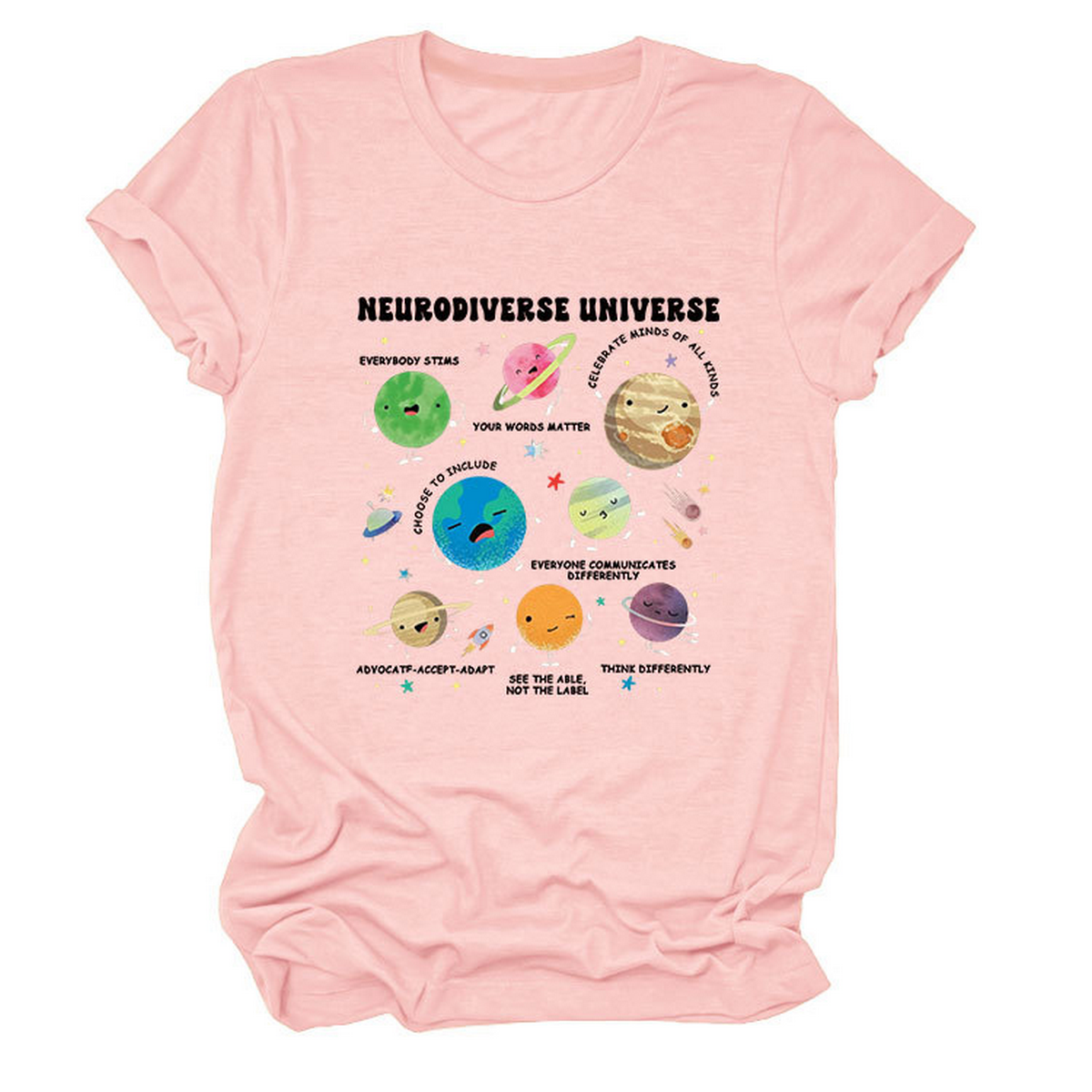 Casual Cute Tee ??Neurodiverse Universe Design_CWTTSL0513