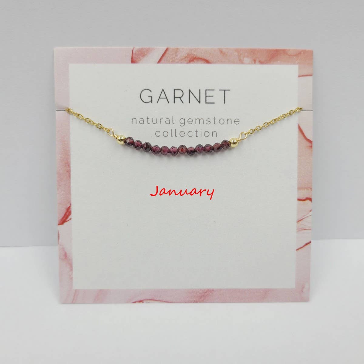 DECEMBER NECKLACE NATURAL STONE LOCK BONE CHAIN