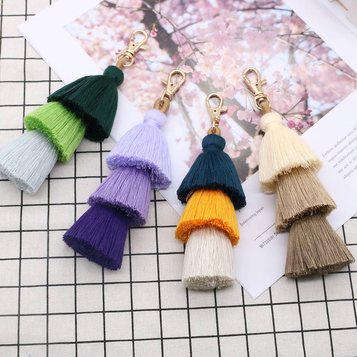 HANDMADE COTTON ROPE TASSEL KEYCHAIN