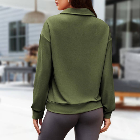 Fashionable loose lapel zipper lapel sweatshirt