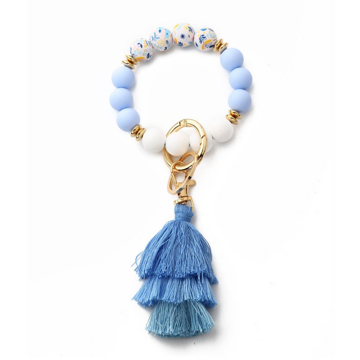 Bohemian Tassel Silicone Bead Bracelet with Prints_CWAB5019