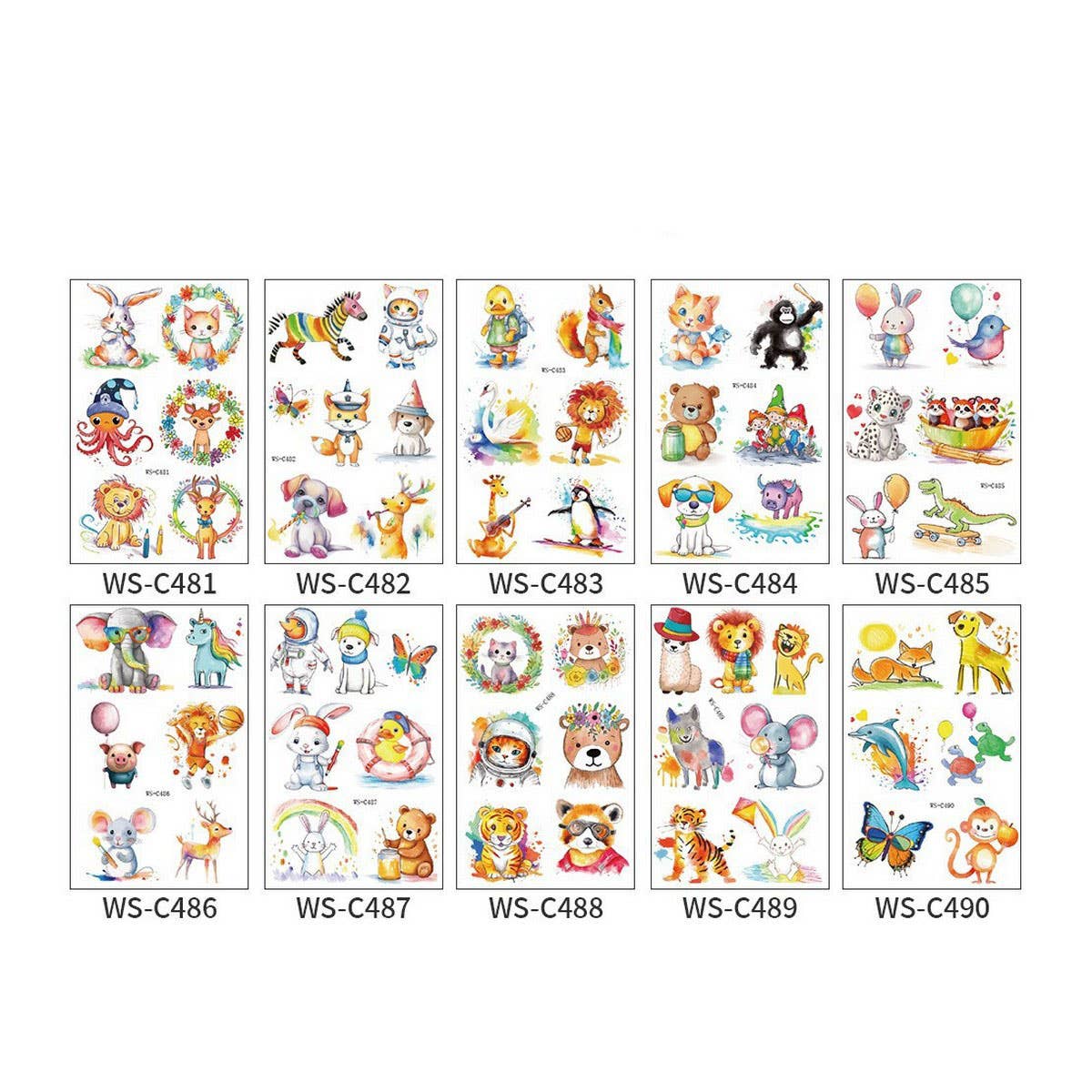 Kids Cartoon Animal Tattoo Stickers Set Waterproof