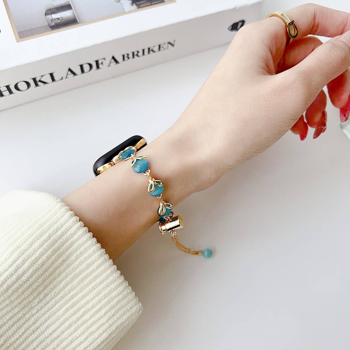 APPLE WATCH 9 CAT'S EYE METAL BRACELET STRAP_CWWW0064