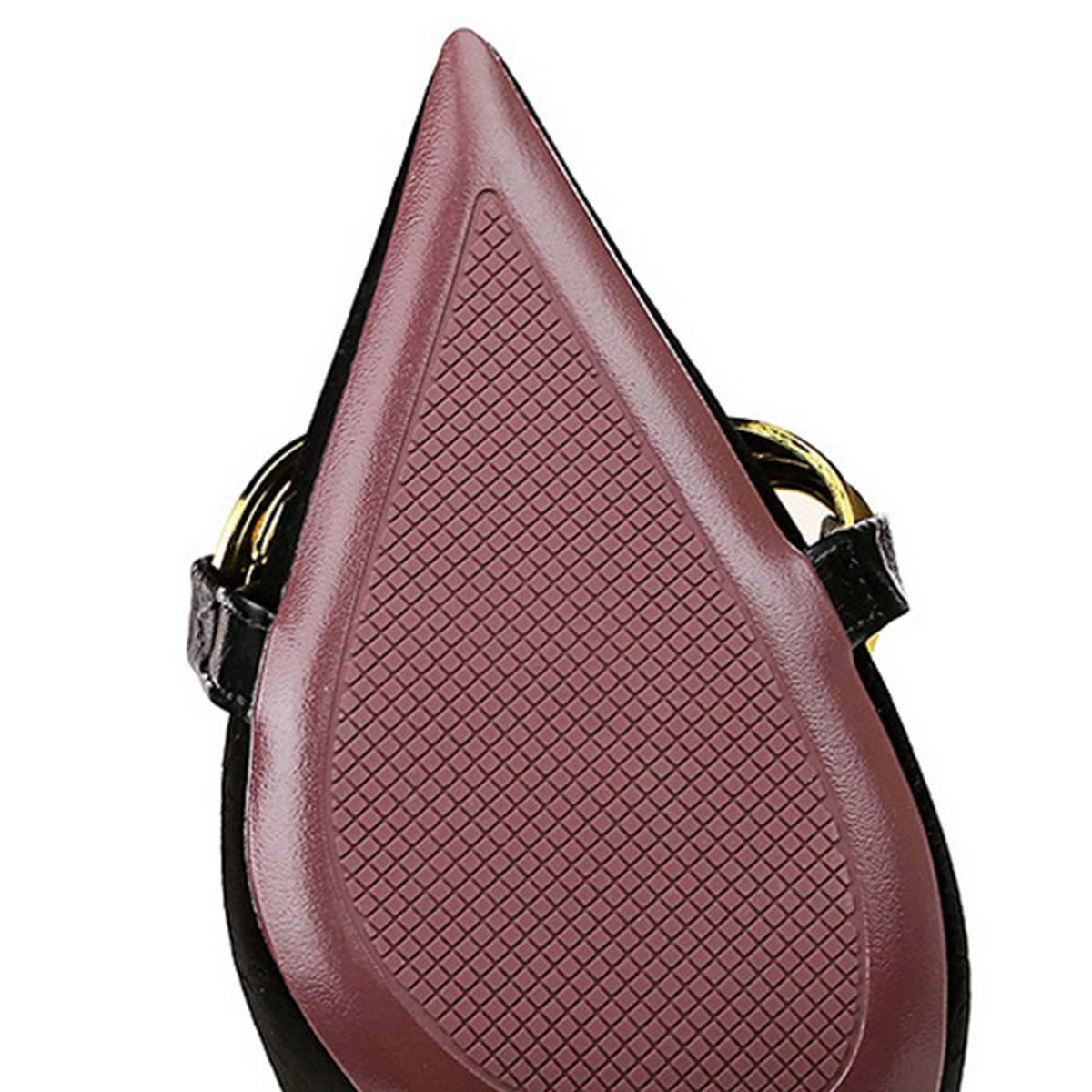 SHALLOW-MOUTHED POINTED METAL BUCKLE HIGH HEELS