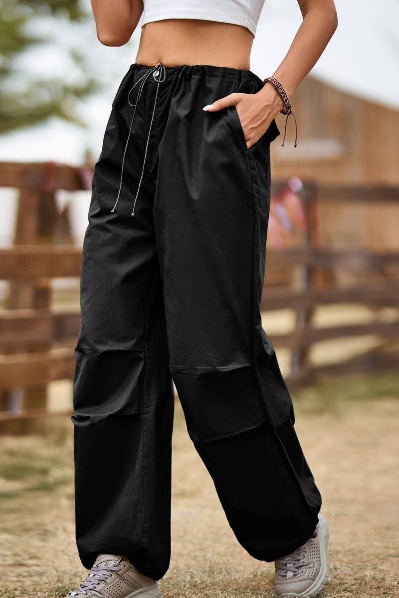 VINTAGE STREET BAGGY LACE UP CARGO PANT_CWBLP0545