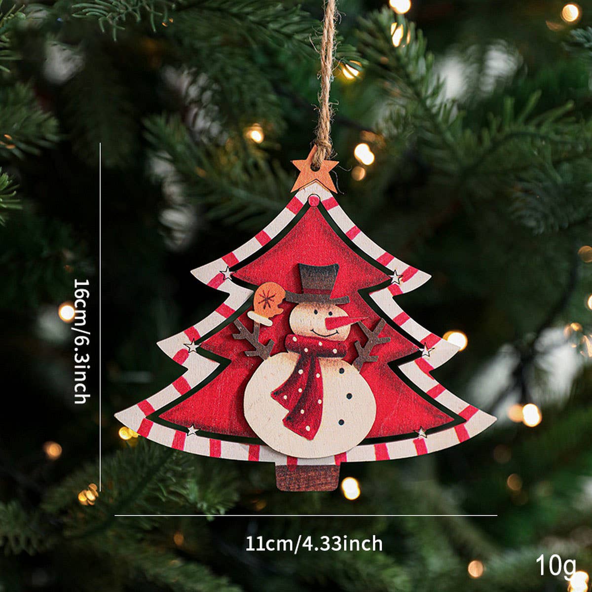 Rustic Wood Christmas Tree Santa Snowman Decor