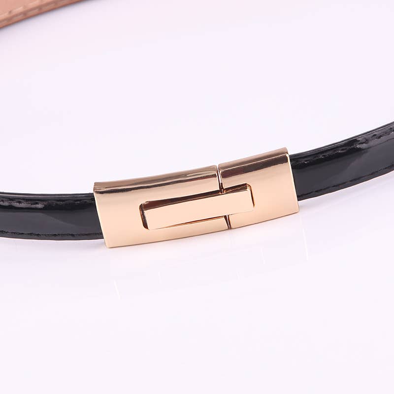 The trendy button-down adjustment thin waist belt