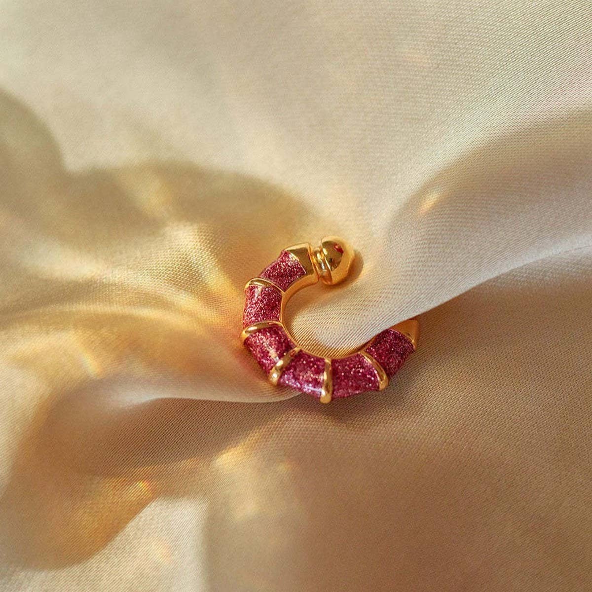 Elegant Dopamine Glitter Hoop Earrings for Women