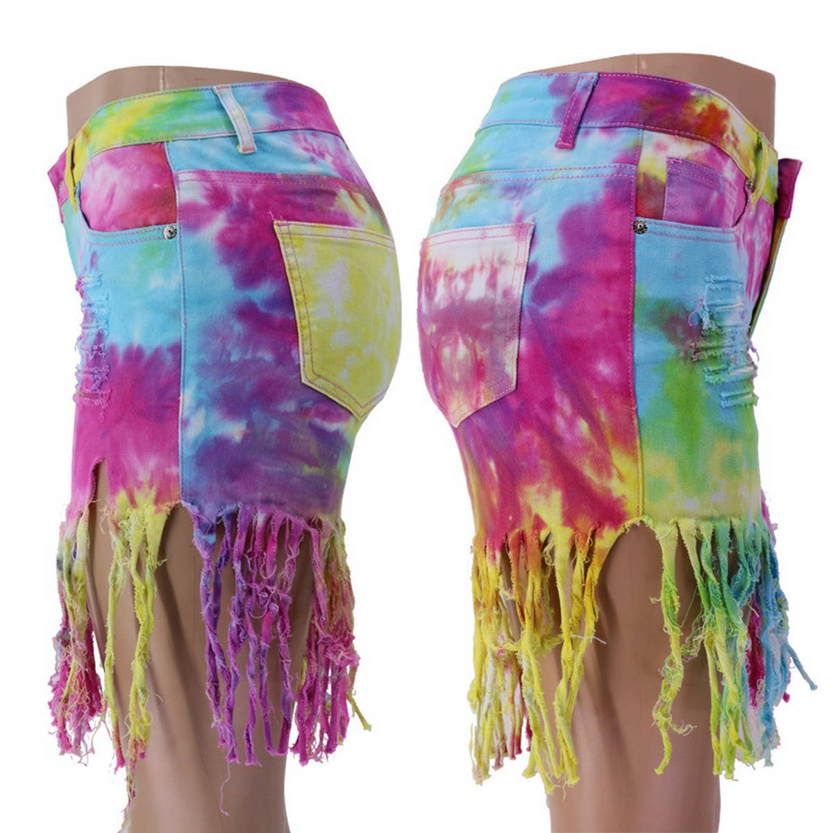 WOMENS DENIM SHORTS WITH TASSELS_CWJS0076