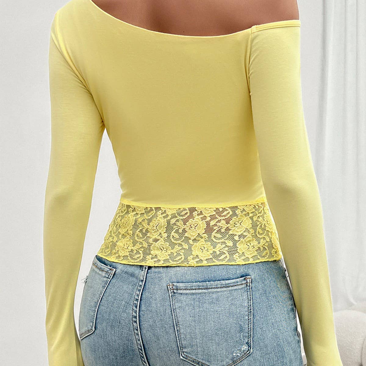 Sexy slim knit long-sleeved one-shoulder T-shirt