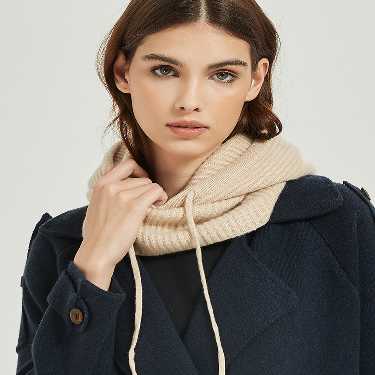 Cashmere Balaclava Hat ??Knit Hood Scarf for Her_CWAH3994