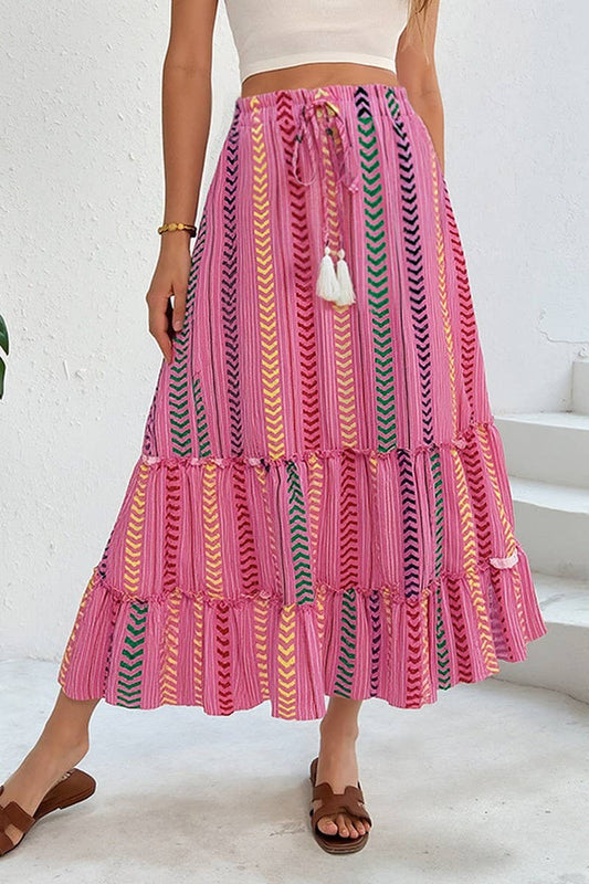 CWBLS0552_BOHO COLORBLOCK PRINTED ELASTIC MIDI SKIRT