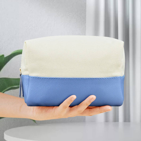 CONTRAST STITCHING CANVAS WASHING COSMETIC BAG_CWAB1083