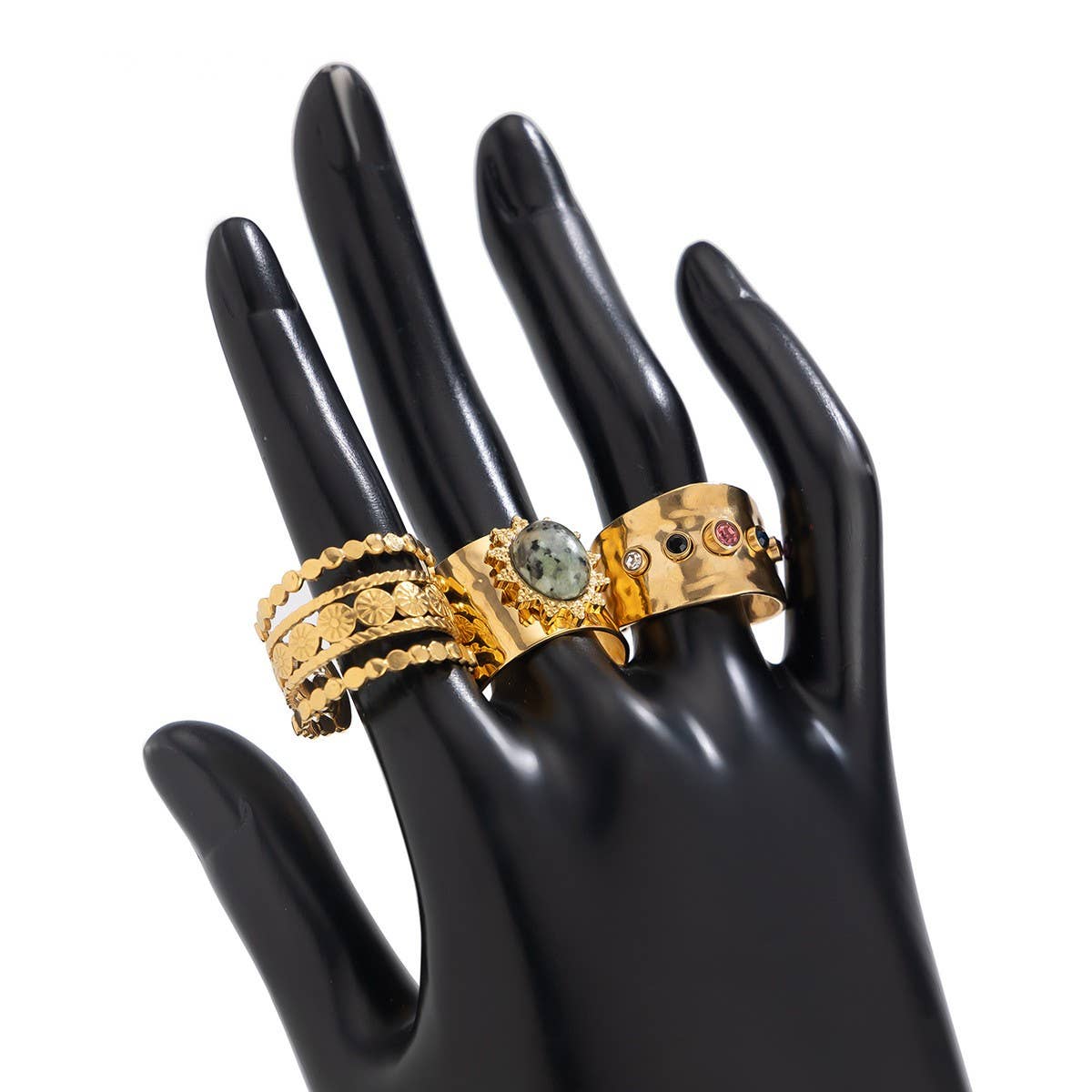 FASHIONABLE METALLIC PLEATED KNUCKLE RING SET