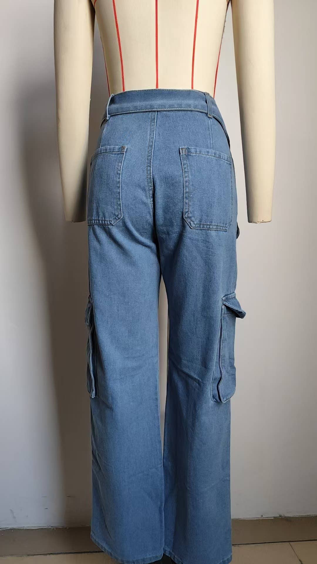 Washed denim heavy industry casual workwear pants