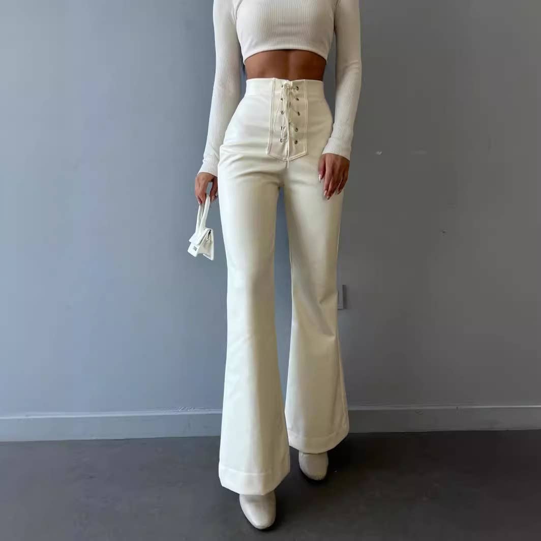 FIT HOTTIE FLARES WITH HIGH-WAISTED LEATHER PANTS