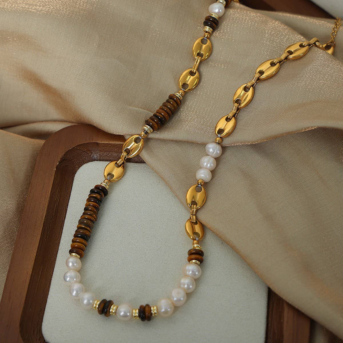 PEARL NATURAL STONE AGATE NECKLACE BRACELET_CWAJE1078