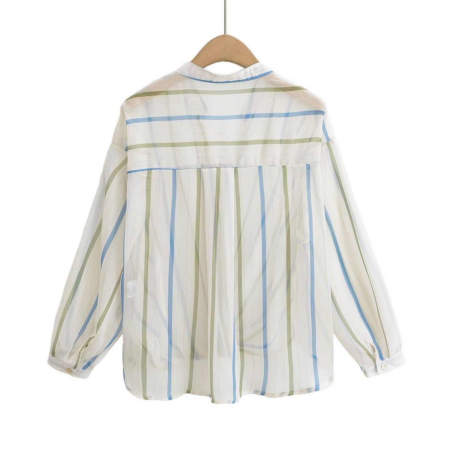 FASHIONABLE METALLIC LINE TRANSLUCENT BLOUSE