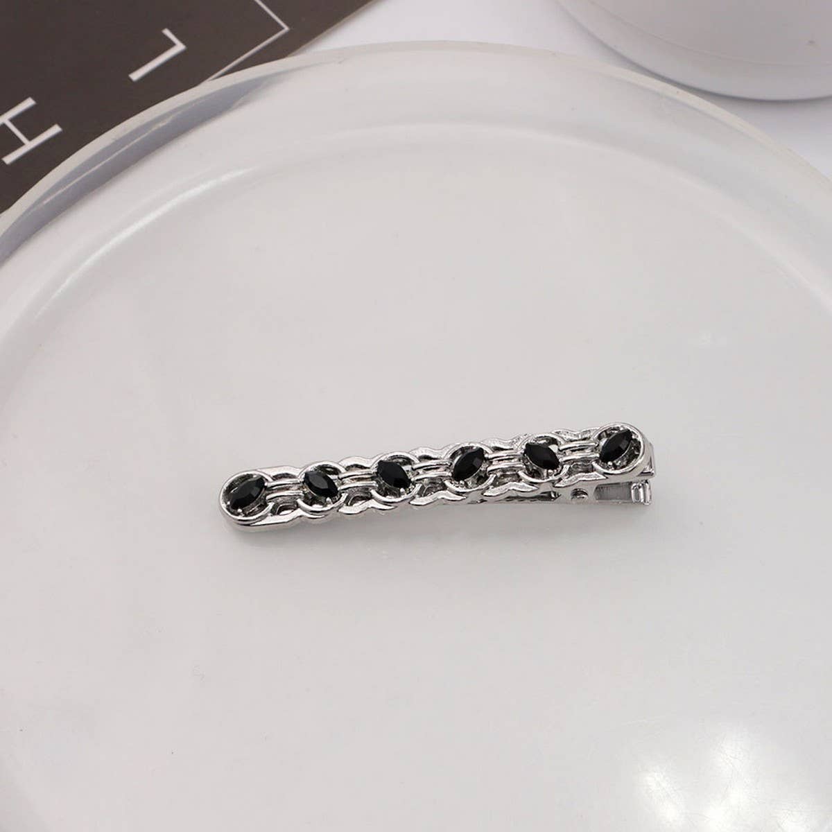 METAL ROSE HAIRPIN SIDE BANGS DUCKBILL CLIP