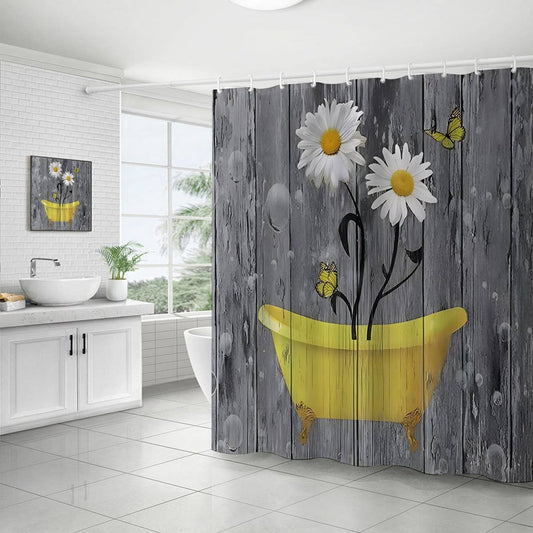 FLOWER WATERPROOF BATHROOM SHOWER CURTAIN