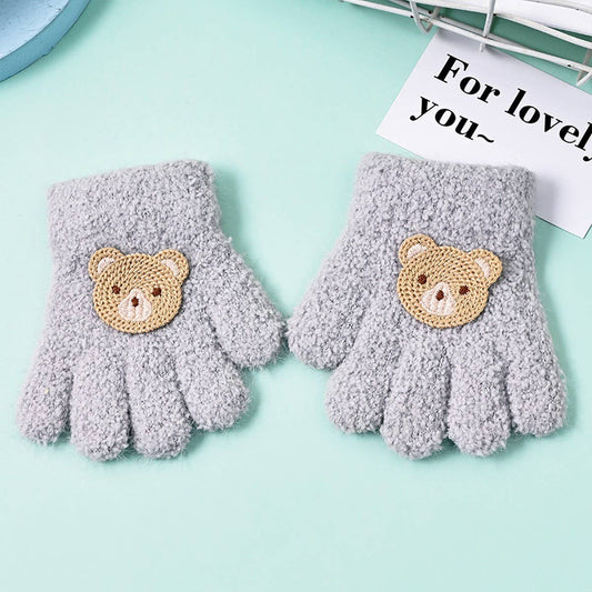 CWAG0278_FLOWER BEAR RABBIT CHILDREN'S FIVE-FINGER GLOVES