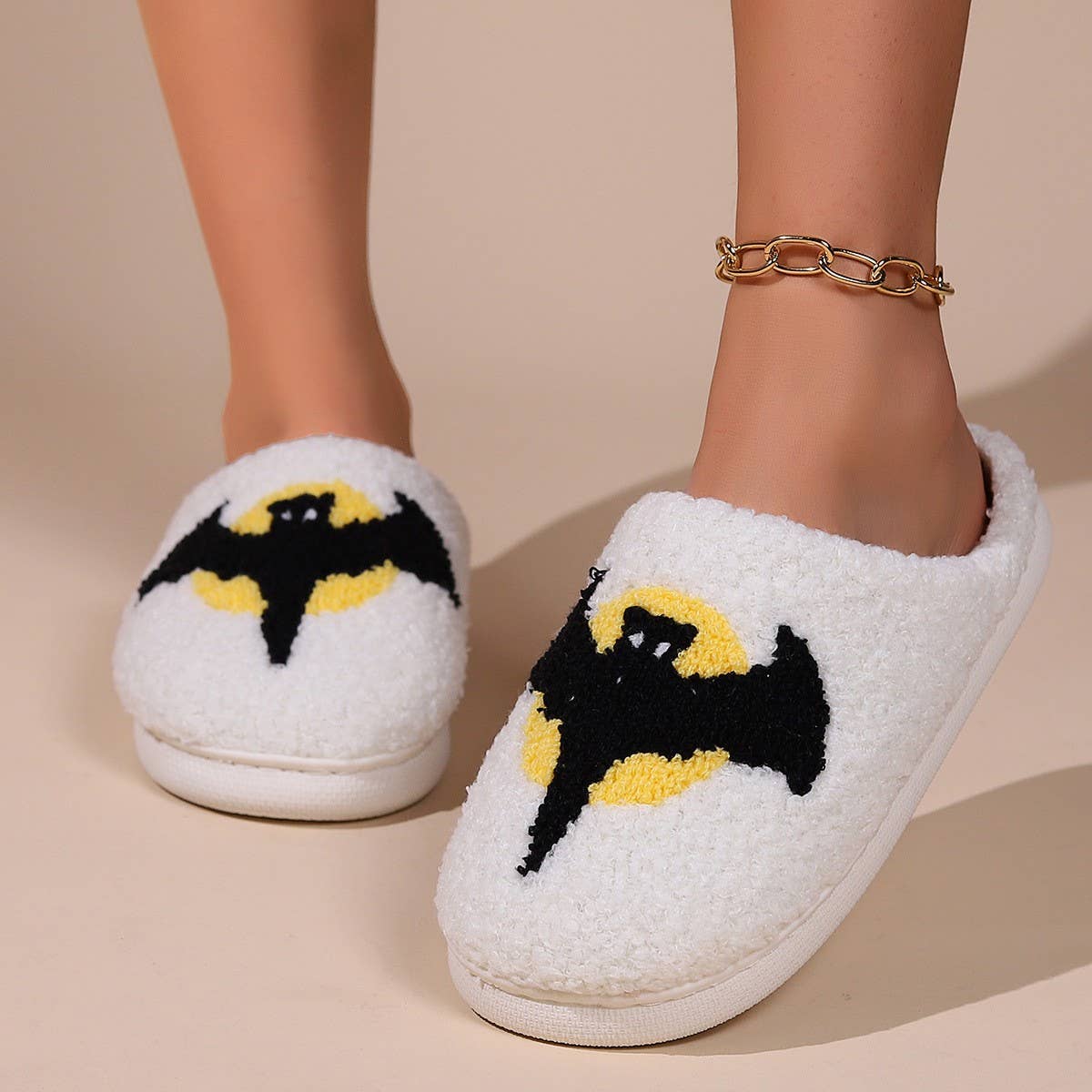 HALLOWEEN BAT PATTERN WARM COTTON SLIPPERS