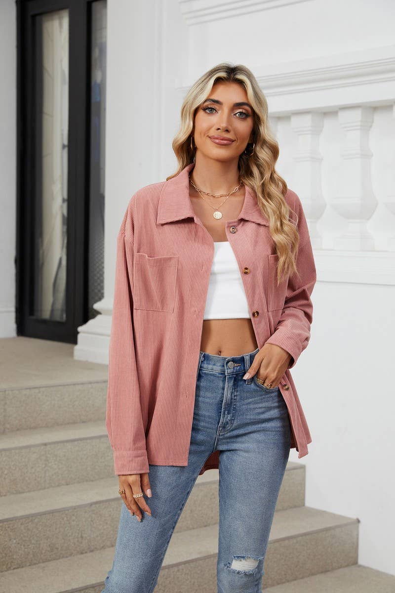 CWOBL0187_COLLAR POCKET COLLAR SOLID COLOR SPLICING SHIRT